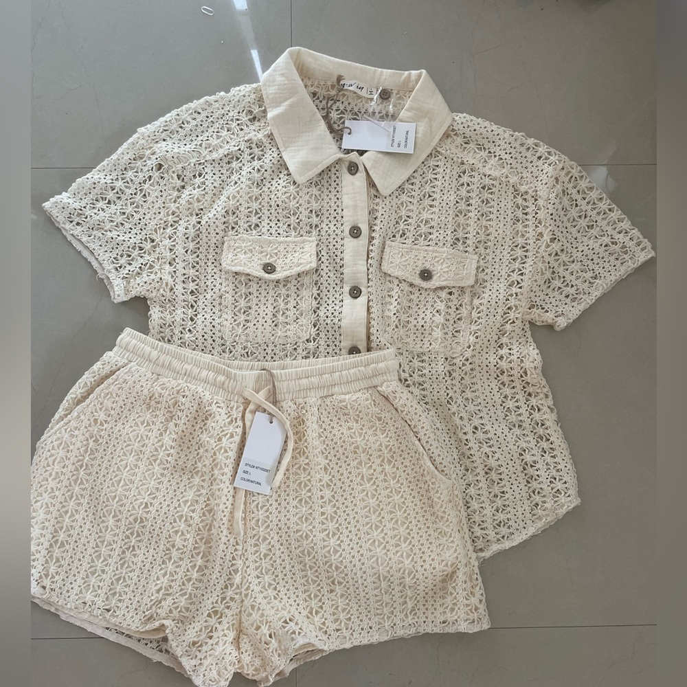 Crochet Lace 2 Piece Set Size L